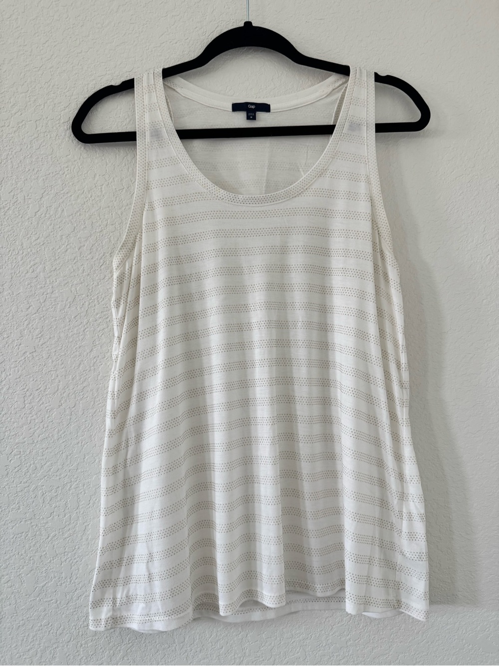 GAP Flowy White Tank With Gold Dot Stripes